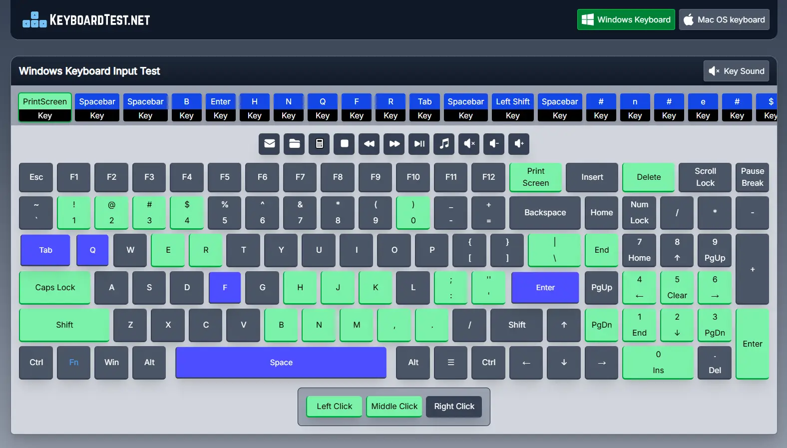 Online Keyboard Tester for Windows | Keyboardtest.net | KeyboardTest.net